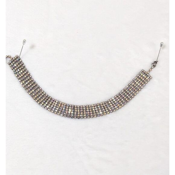 Vtge Aurora Crystal Choker 6 rows Flashed All Kinds Of Color.Kneck Size 15" - Picture 16 of 16